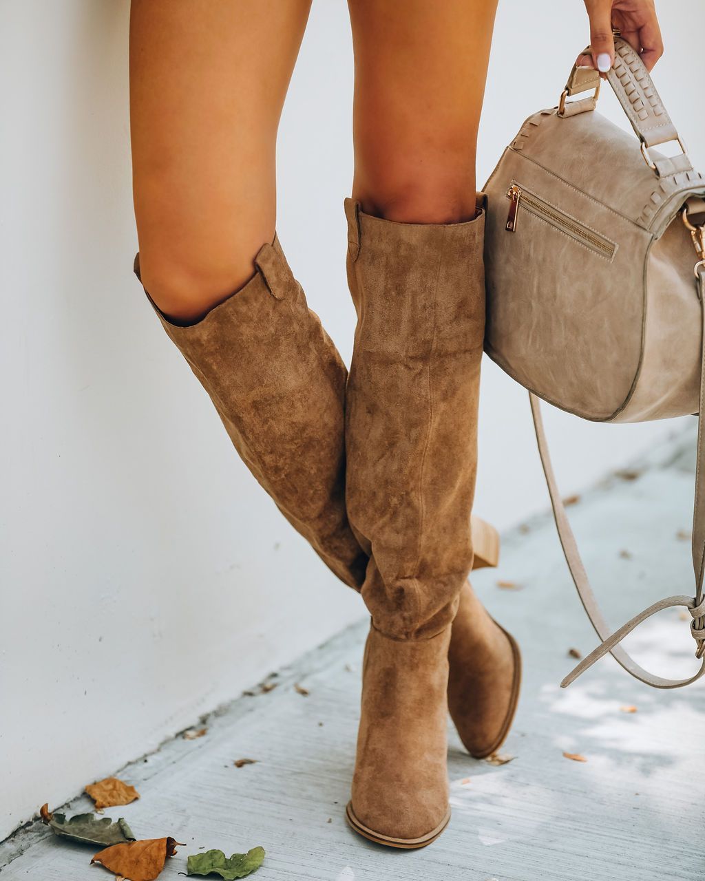 Women’s Camel Suede Knee Boots