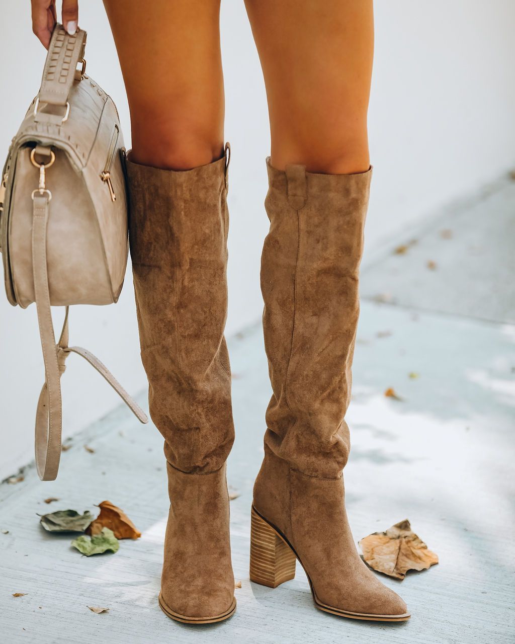 Women’s Camel Suede Knee Boots