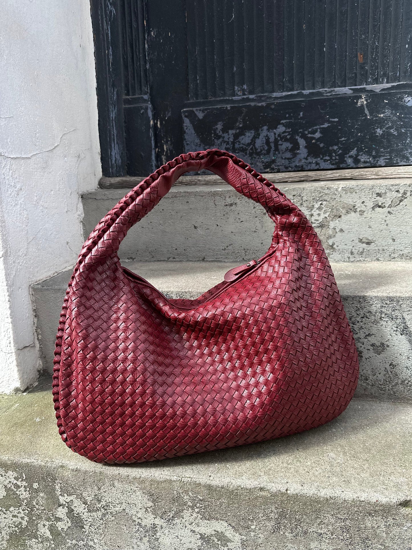 Woven Leather Tote Bag by Carmichael